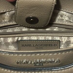 Karl Lagerfeld Beige Leather Women's Shoulder Bag Tote EUC